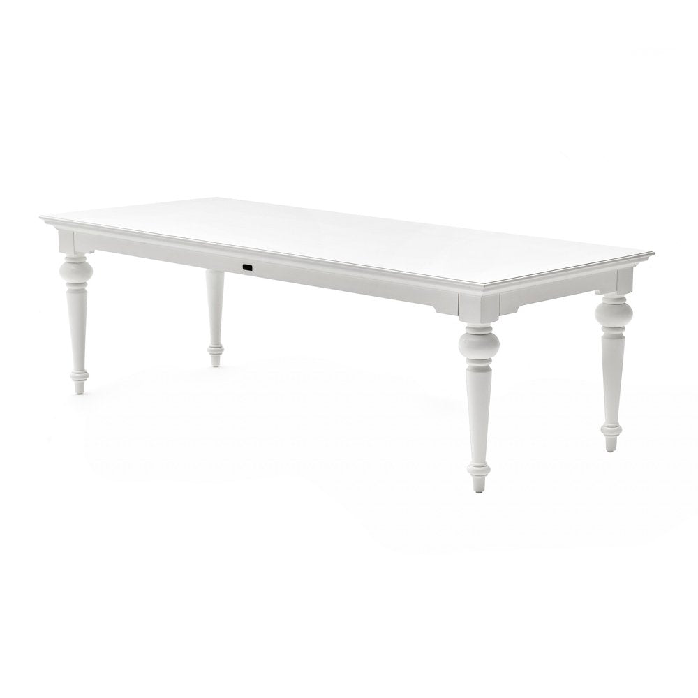 94" White Solid Wood Dining Table on a white background