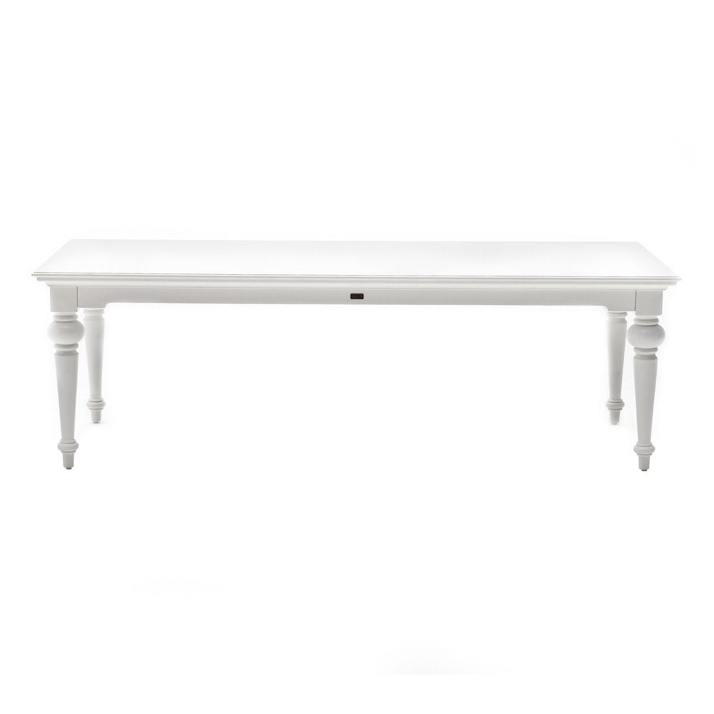 94" White Solid Wood Dining Table on a white background