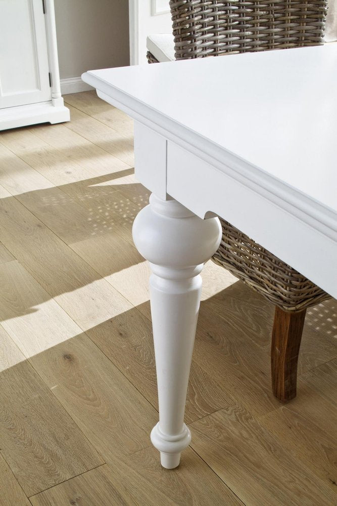 94" White Solid Wood Dining Table