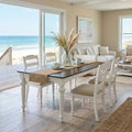 94" Dark Brown And White Solid Wood Dining Table