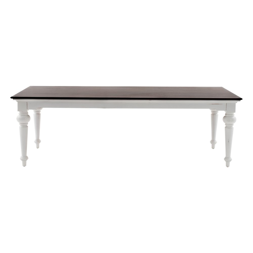 94" Dark Brown And White Solid Wood Dining Table on a white background