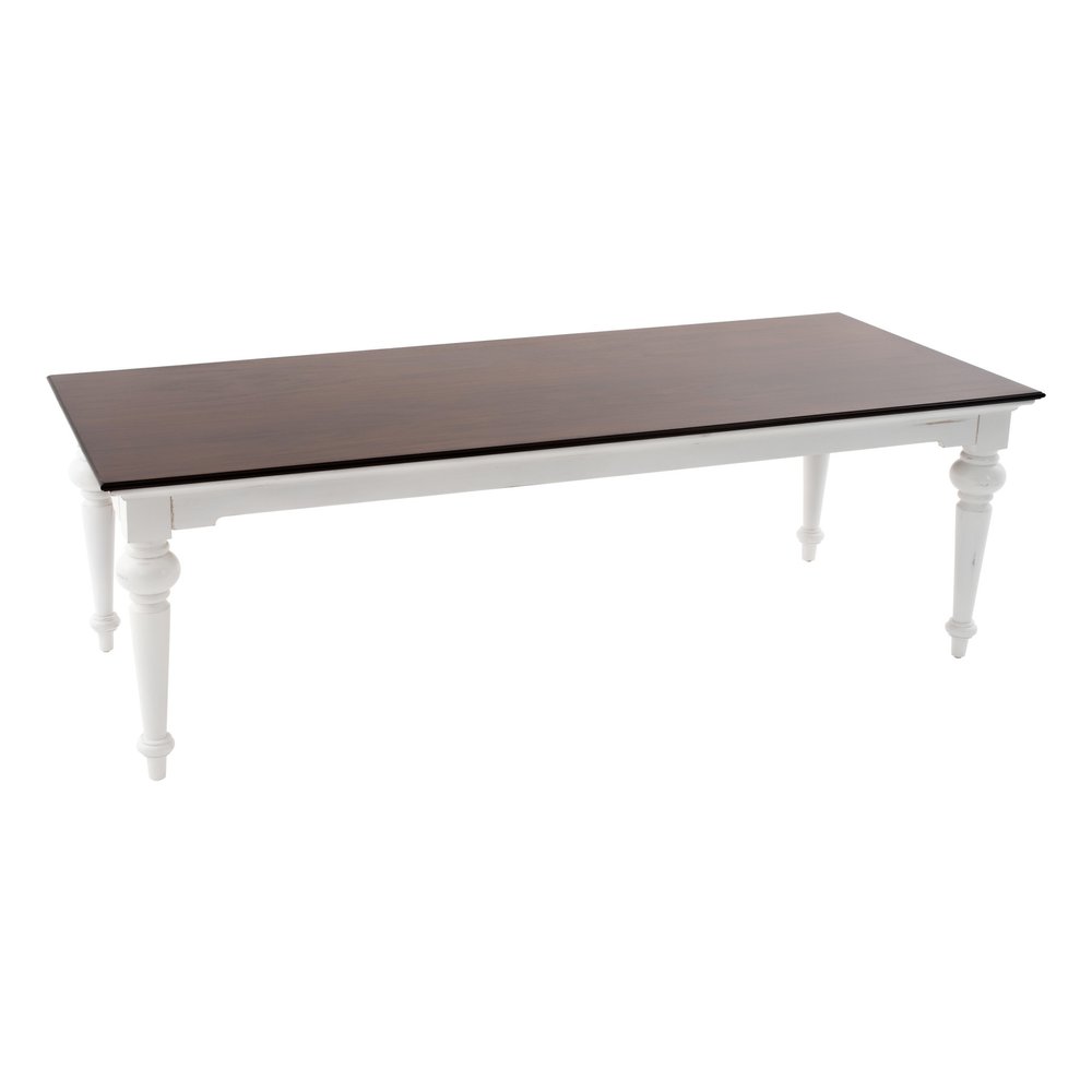94" Dark Brown And White Solid Wood Dining Table on a white background