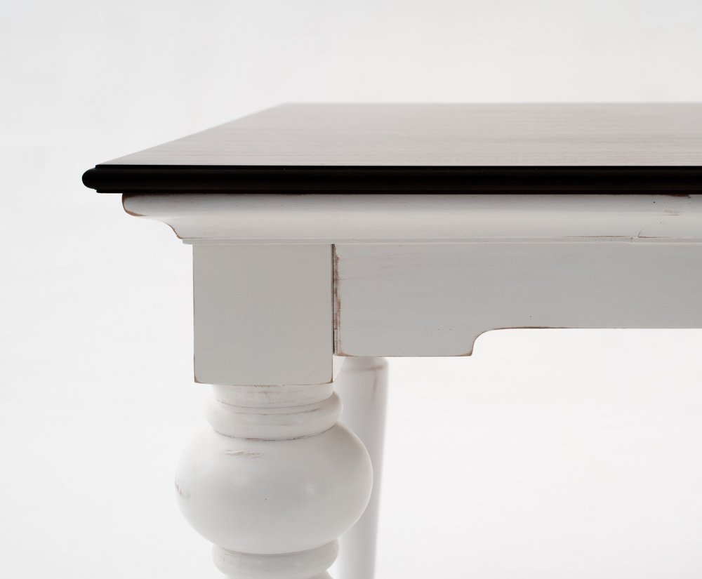 94" Dark Brown And White Solid Wood Dining Table on a white background