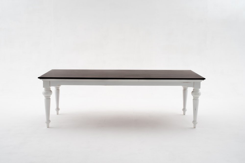94" Dark Brown And White Solid Wood Dining Table on a white background