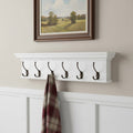 39" Classic White Wood Six Hook Hanging Coat Rack