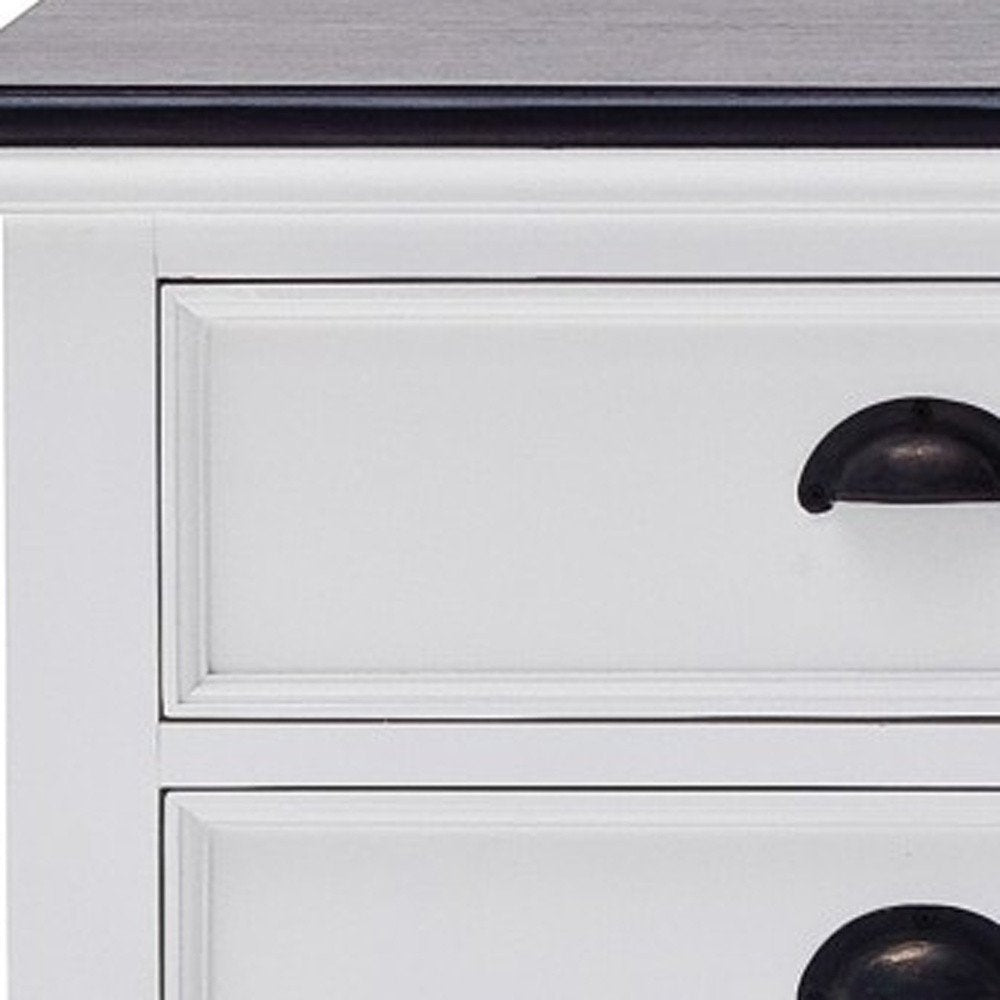 71" Black And White Solid Wood TV Stand close-up detail