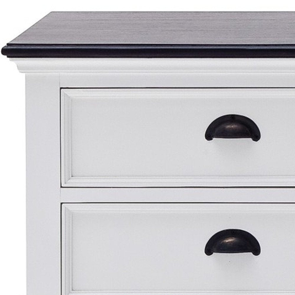 71" Black And White Solid Wood TV Stand close-up detail