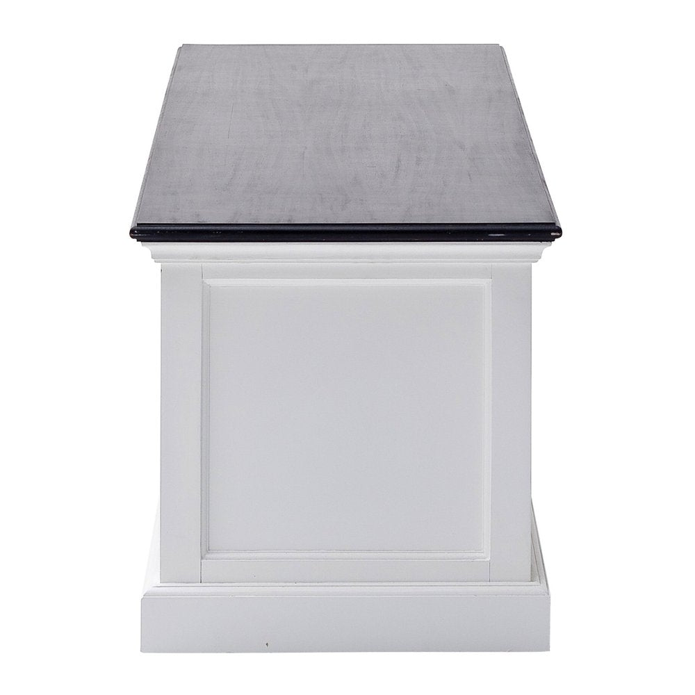 71" Black And White Solid Wood TV Stand