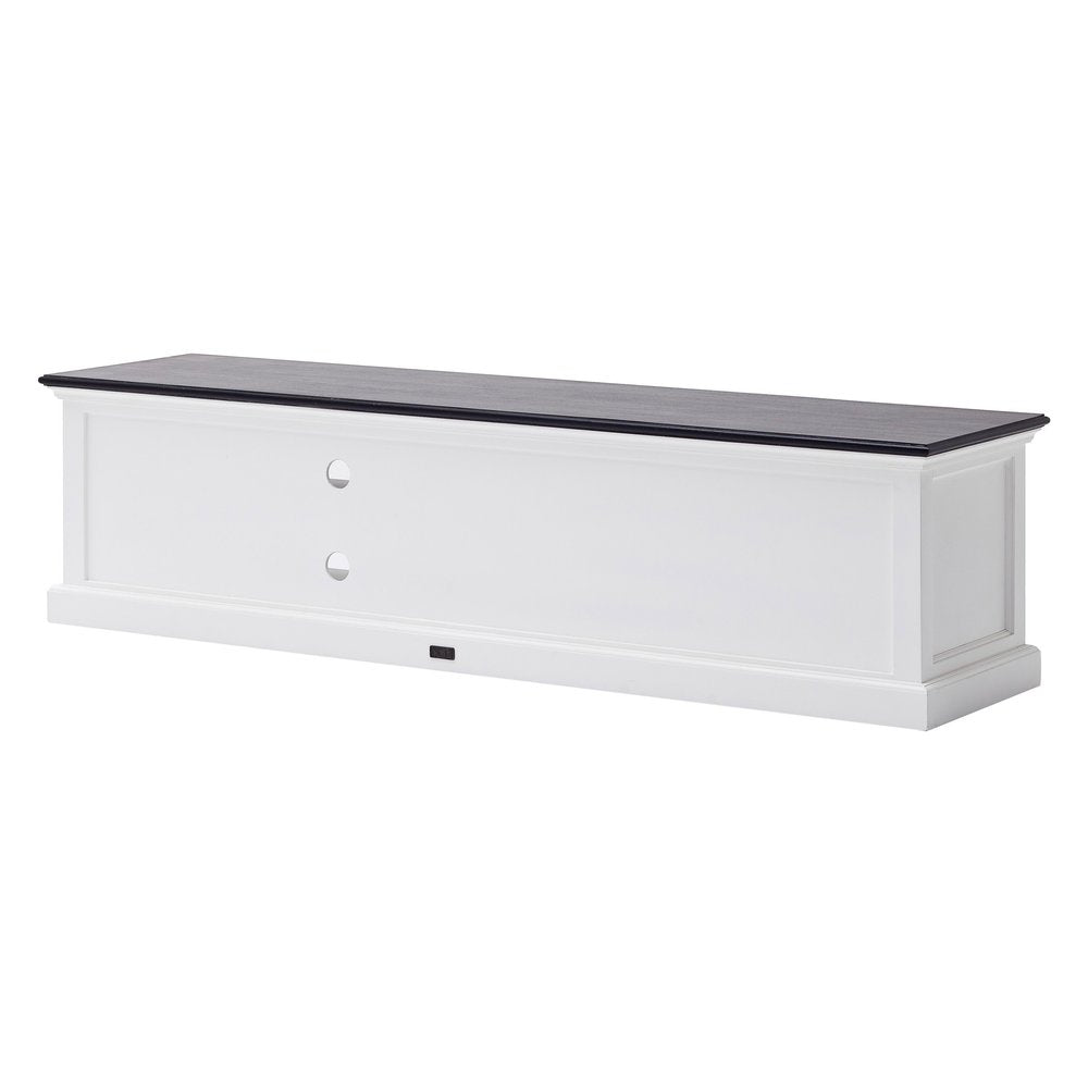 71" Black And White Solid Wood TV Stand