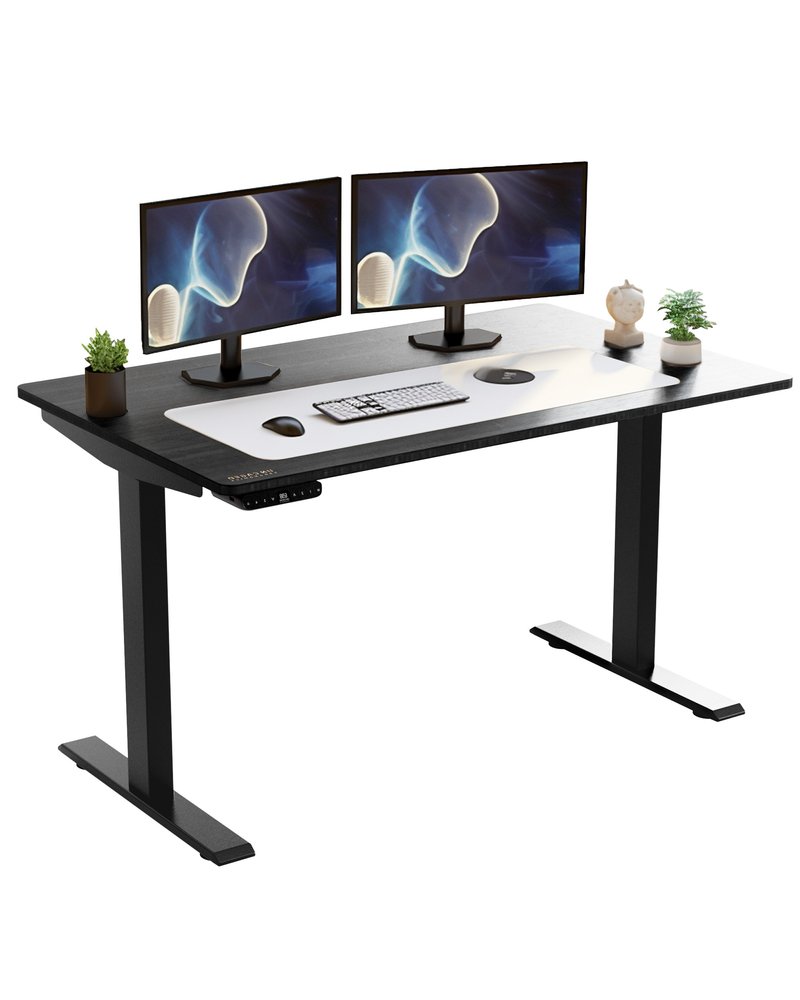 Adjustable Black Stainless Steel Rolling Computer Desk - 46.70" H x 60.00" W x 30.00" D