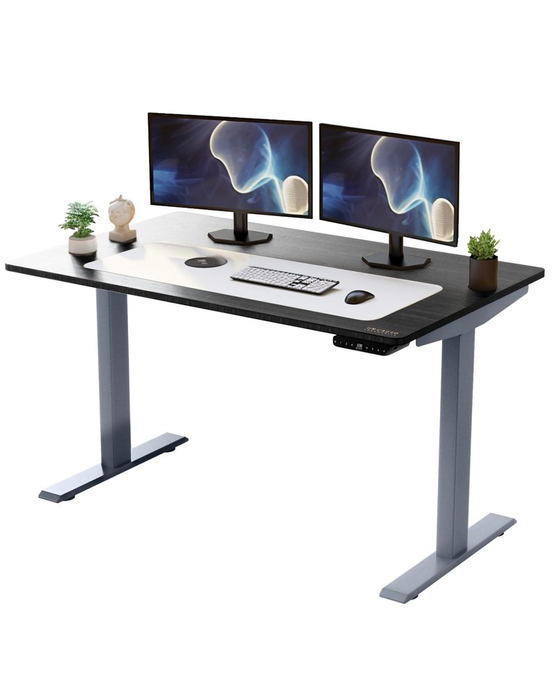 Adjustable Black and Gray Stainless Steel Rolling Computer Desk