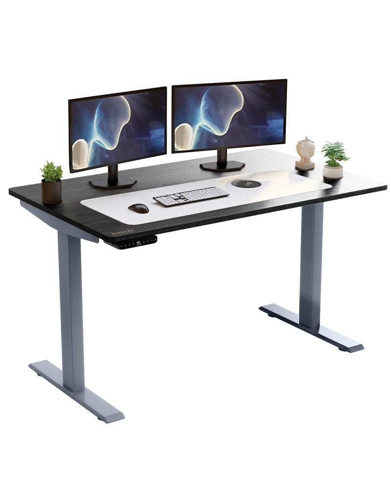 Adjustable Black and Gray Stainless Steel Rolling Computer Desk