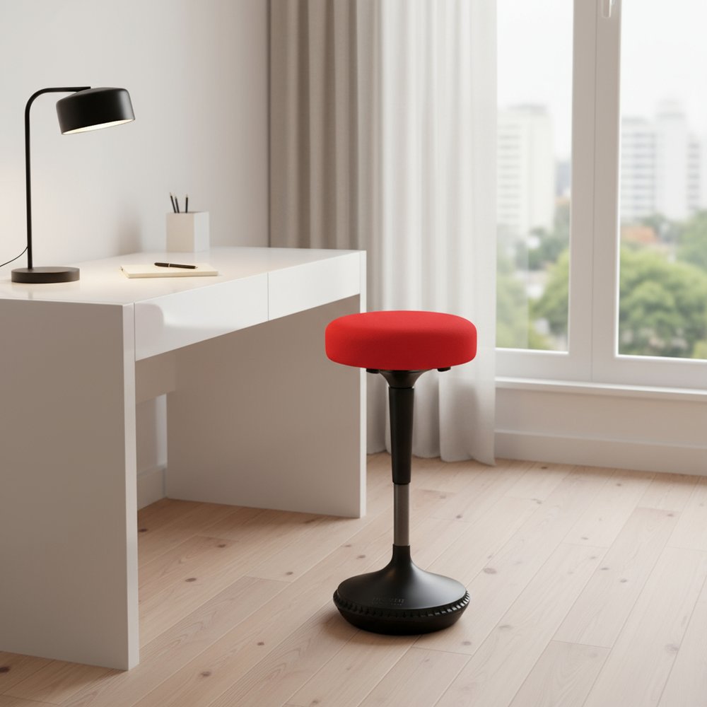 Red and Black Adjustable Height Swivel Office Chair