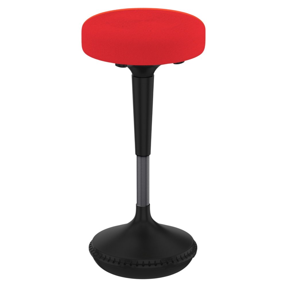 Red and Black Adjustable Height Swivel Office Chair on a white background