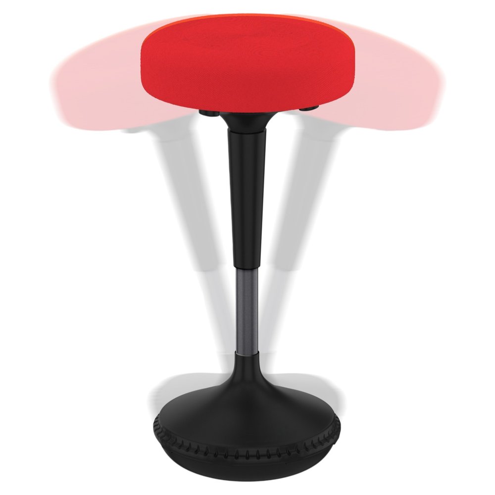 Red and Black Adjustable Height Swivel Office Chair on a white background