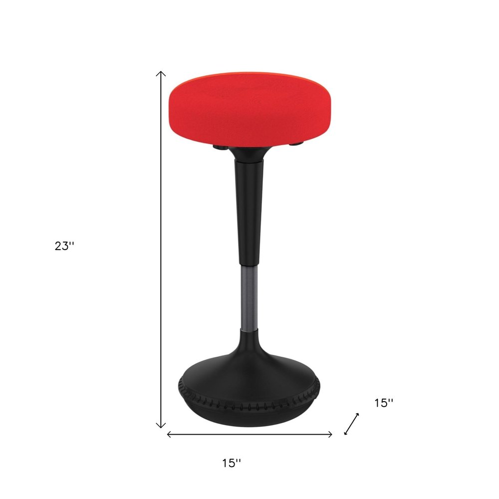 Red and Black Adjustable Height Swivel Office Chair on a white background