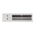 71" Classic White Entertainment Unit with Two Drawers on a white background