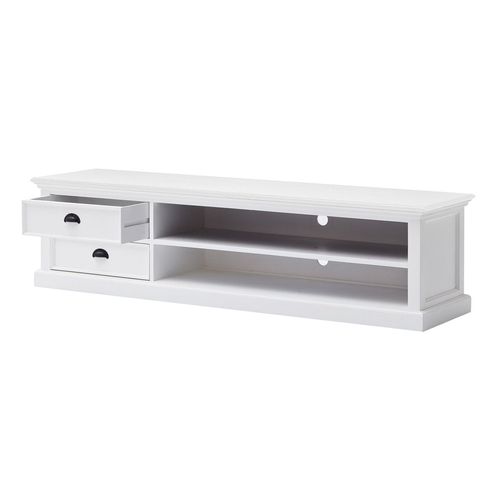 71" Classic White Entertainment Unit with Two Drawers on a white background