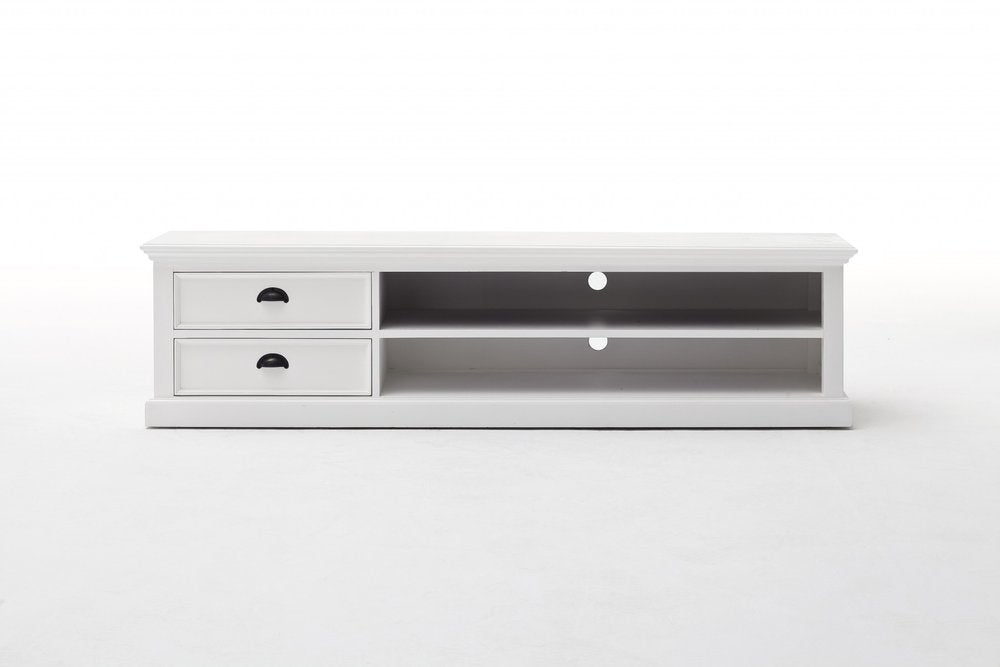 71" Classic White Entertainment Unit with Two Drawers on a white background