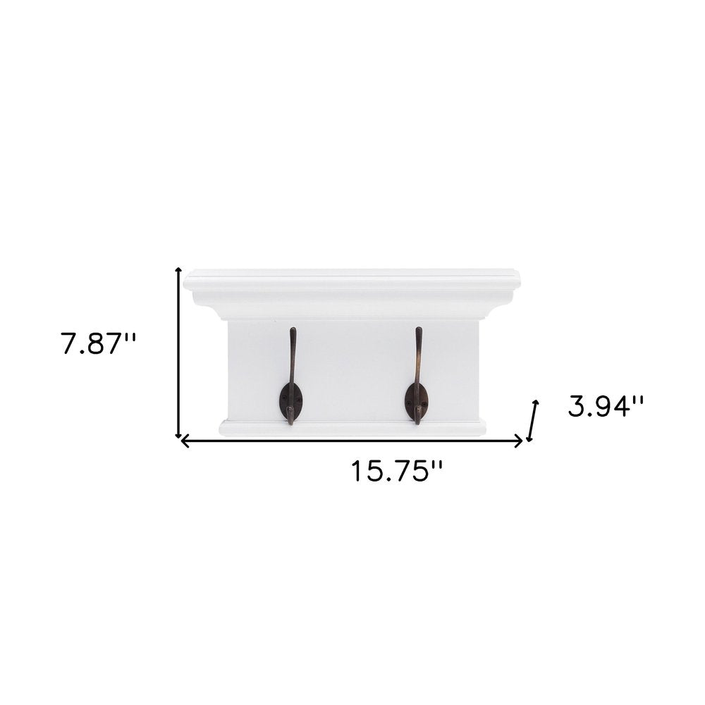 Classic White Two Hook Hanging Coat Rack on a white background