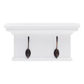 Classic White Two Hook Hanging Coat Rack on a white background