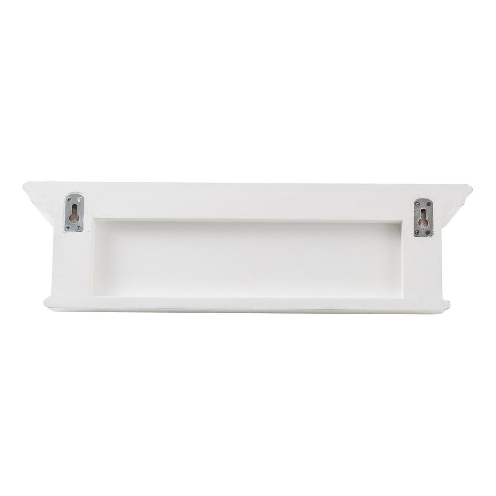 Classic White Wood Wide Four Hook Hanging Coat Rack on a white background