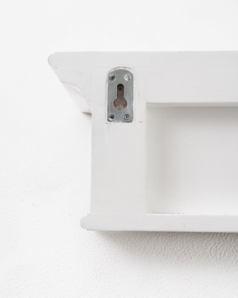 Classic White Wood Wide Four Hook Hanging Coat Rack on a white background