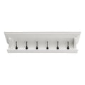 Classic White Wood Wide Six Hook Coat Rack on a white background