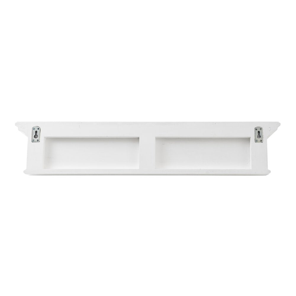 Classic White Wood Wide Six Hook Coat Rack on a white background