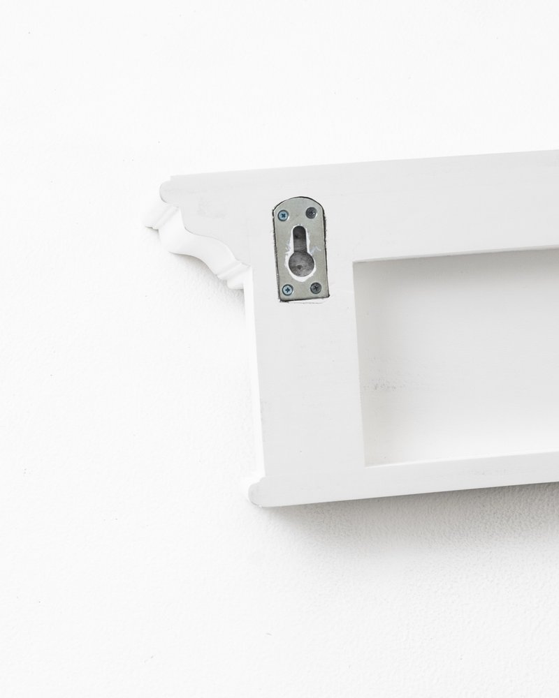 Classic White Wood Wide Six Hook Coat Rack on a white background