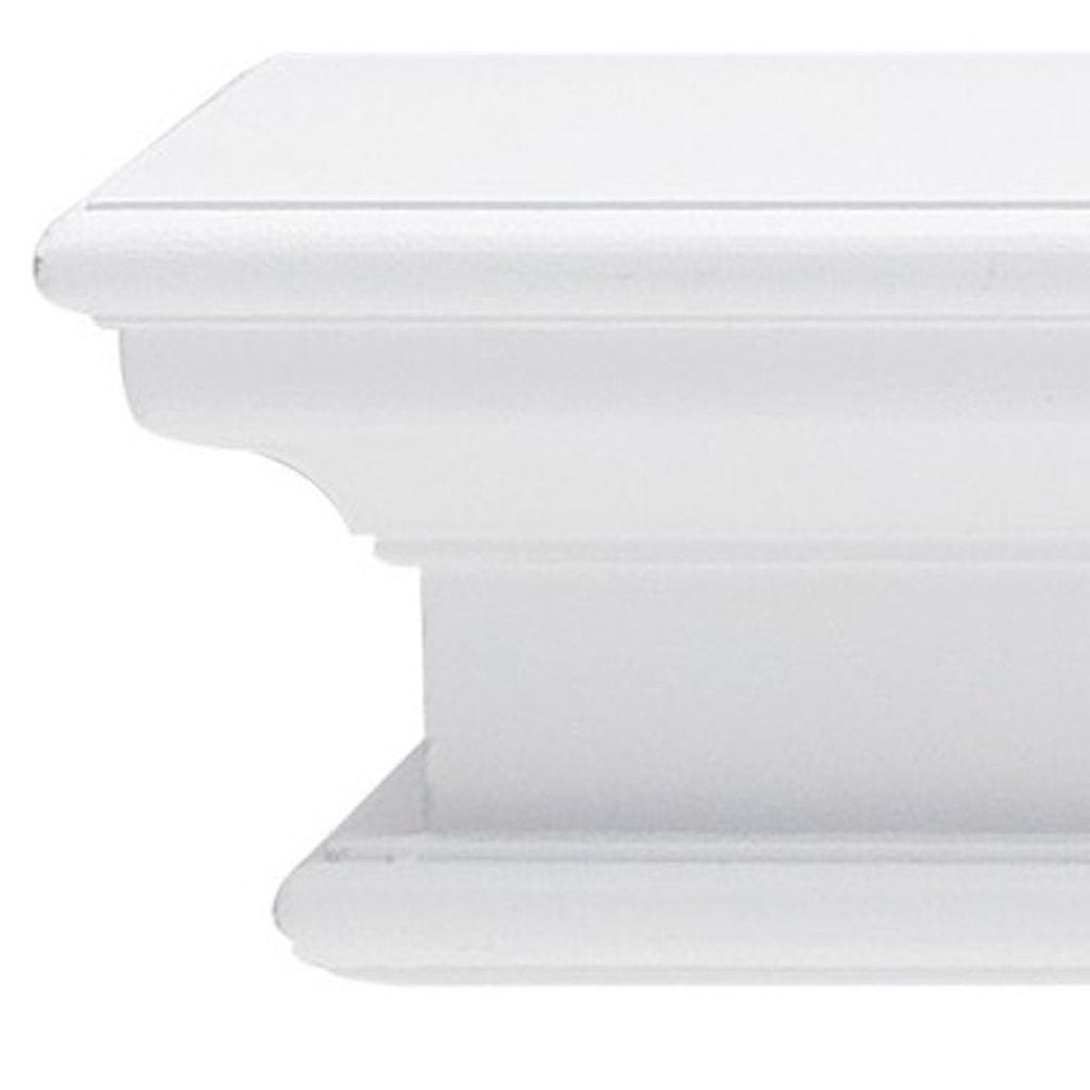 32" Classic White Floating Wall Shelf. Wall mounted shelve isolated on a plain white background, showing a white wood surface.