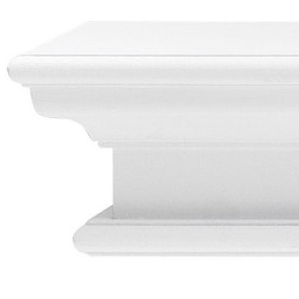 47" Classic White XL Floating Wall Shelf. Wall mounted shelve isolated on a plain white background, showing a white wood surface.