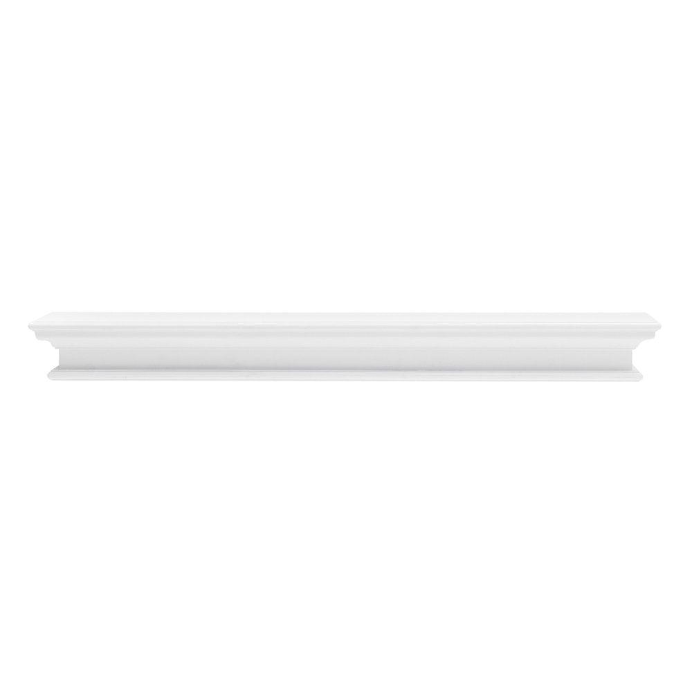 47" Classic White XL Floating Wall Shelf. Wall mounted shelve isolated on a plain white background, in a white wood finish.