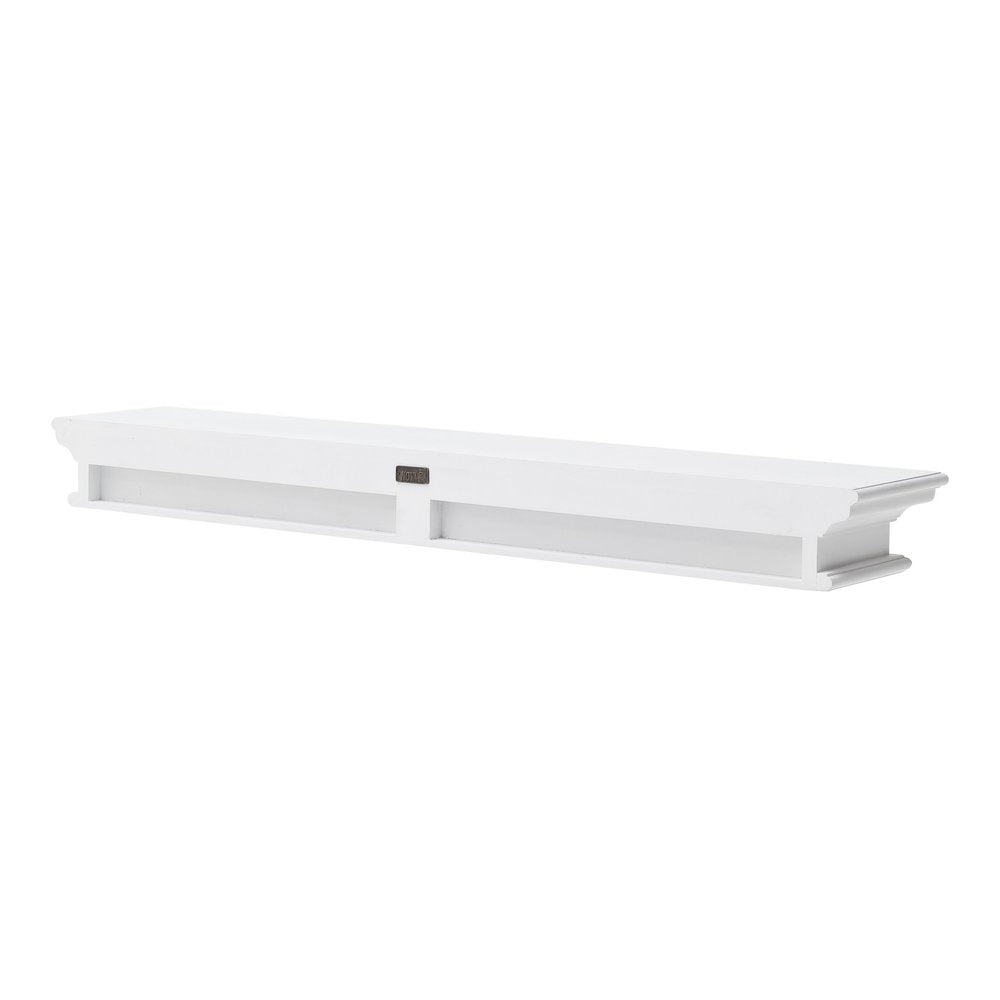 47" Classic White XL Floating Wall Shelf. Wall mounted shelve isolated on a plain white background, showing a white wood surface.