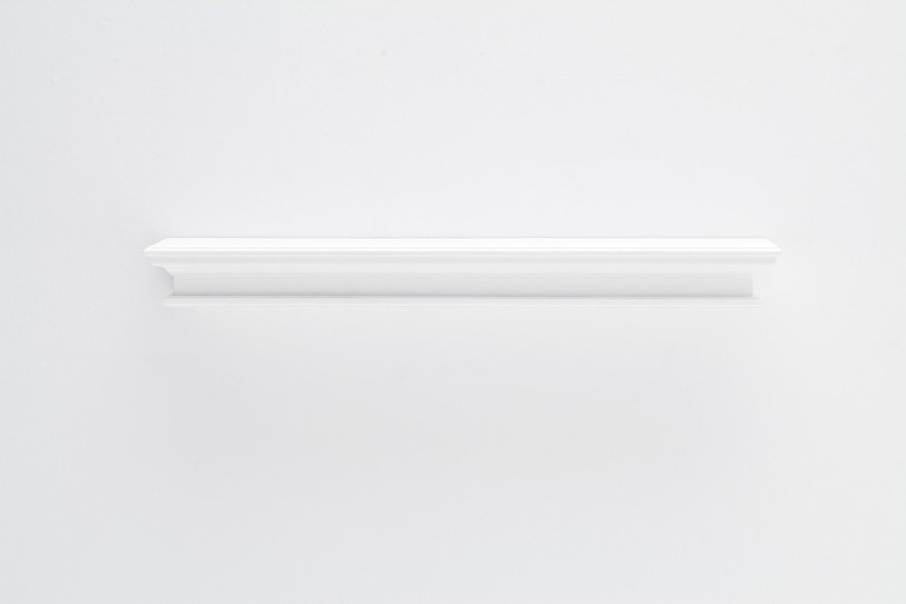 47" Classic White XL Floating Wall Shelf. Wall mounted shelve isolated on a plain white background, showing a white wood surface.
