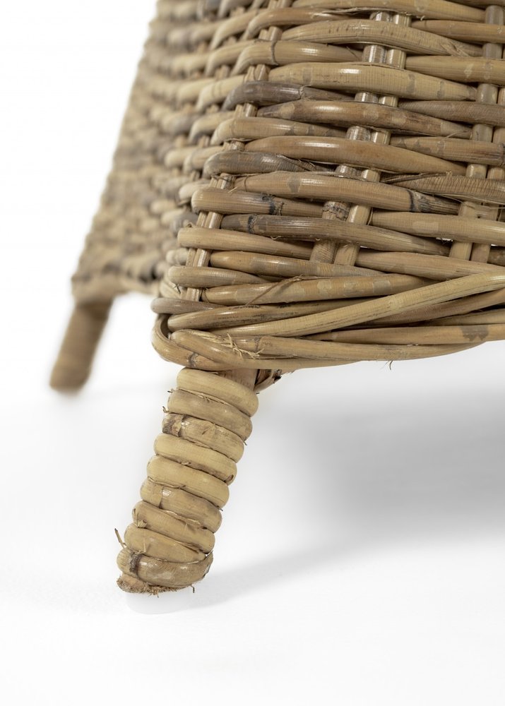 Set of Two Tan Textured Outdoor Dining Chairs with Beige Cushions on a white background