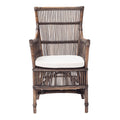 Set of Two Cream Rattan Outdoor Arm Chairs on a white background