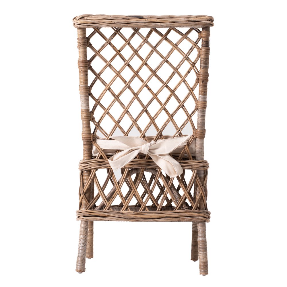 Set of Two Cream Woven Rattan Outdoor Accent Chairs on a white background