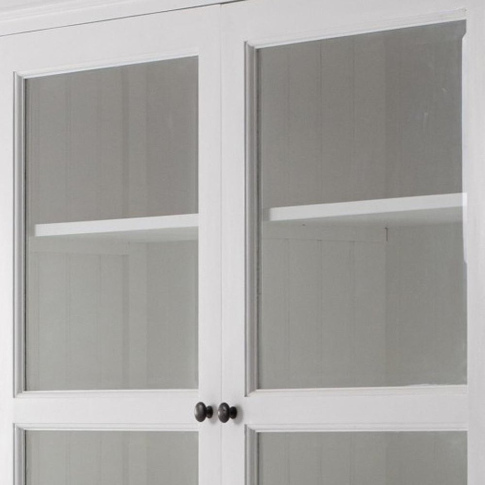 57" White Solid Wood Frame Dining Hutch With Twelve Shelves And Two Drawers