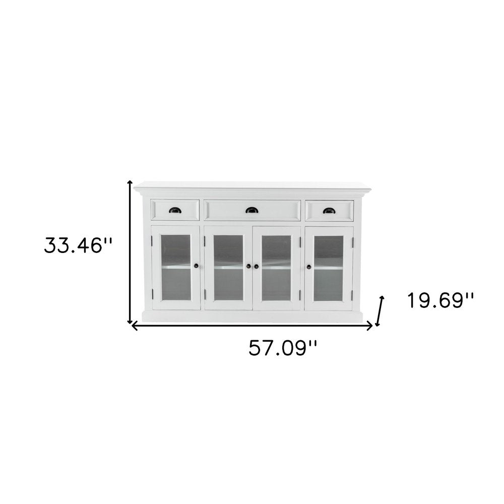 Modern Farmhouse White Buffet Server on a white background