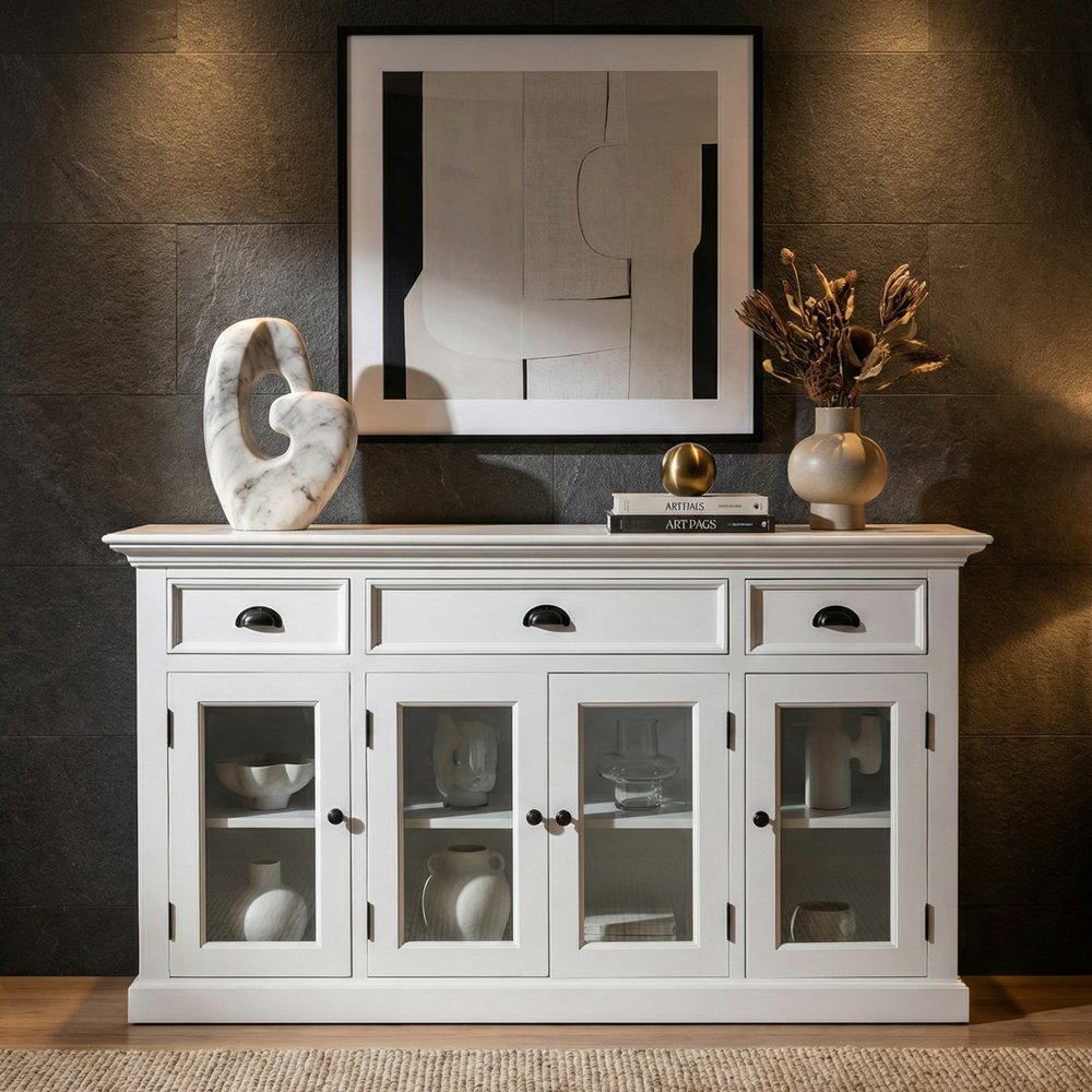 Modern Farmhouse White Buffet Server in a home interior