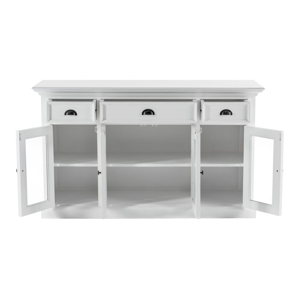 Modern Farmhouse White Buffet Server on a white background