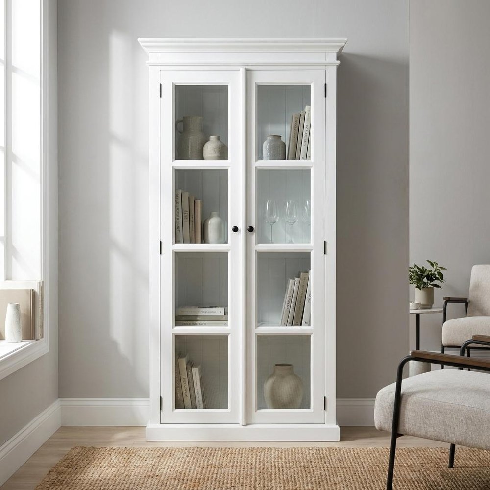 39" White Solid Wood Accent Cabinet With Two Doors