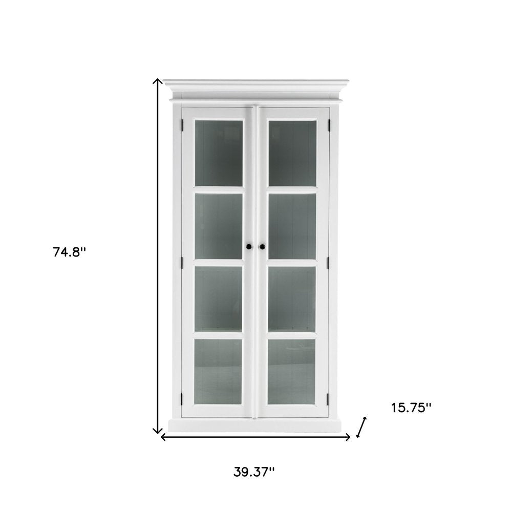 39" White Solid Wood Accent Cabinet With Two Doors