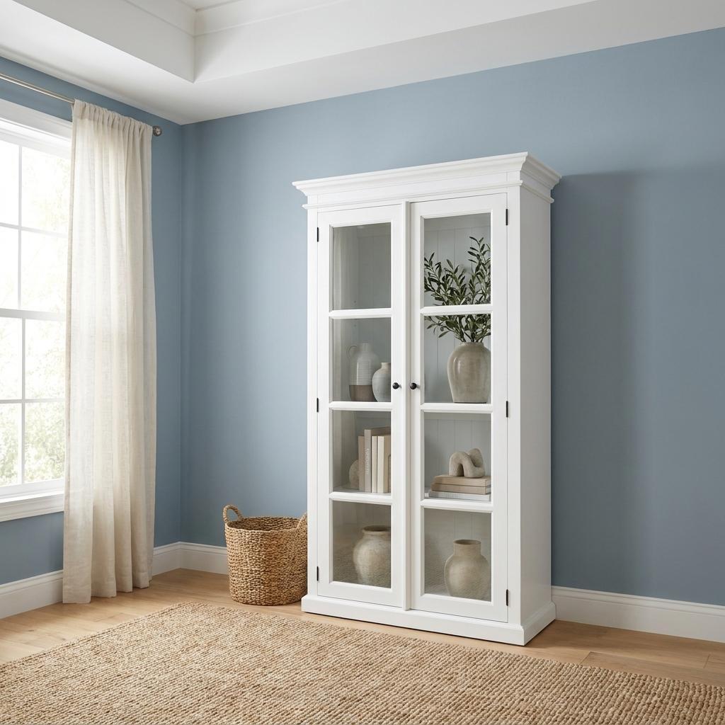 39" White Solid Wood Accent Cabinet With Two Doors