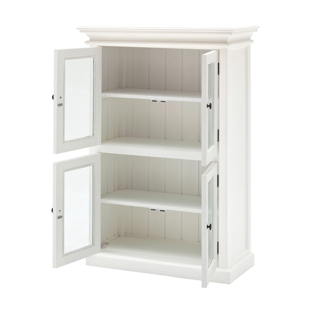 Classic White Two Level Storage Cabinet on a white background