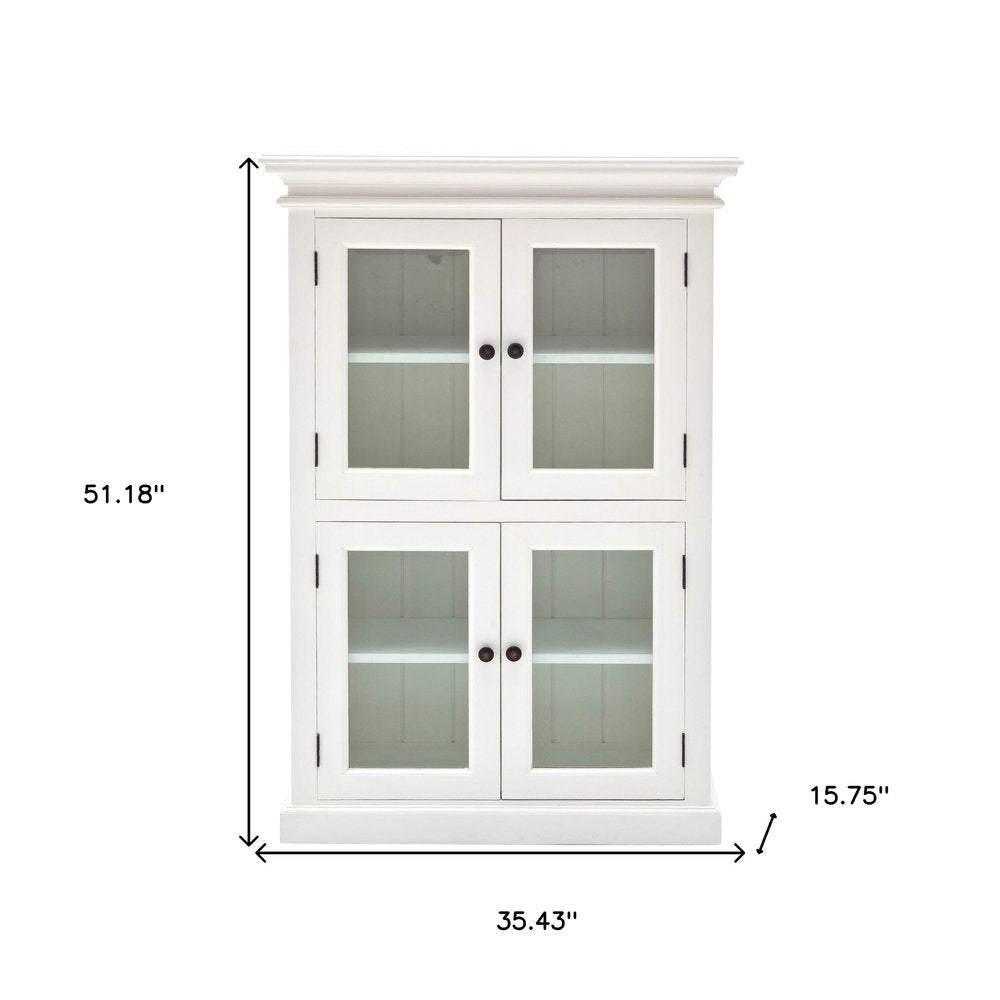 Classic White Two Level Storage Cabinet on a white background
