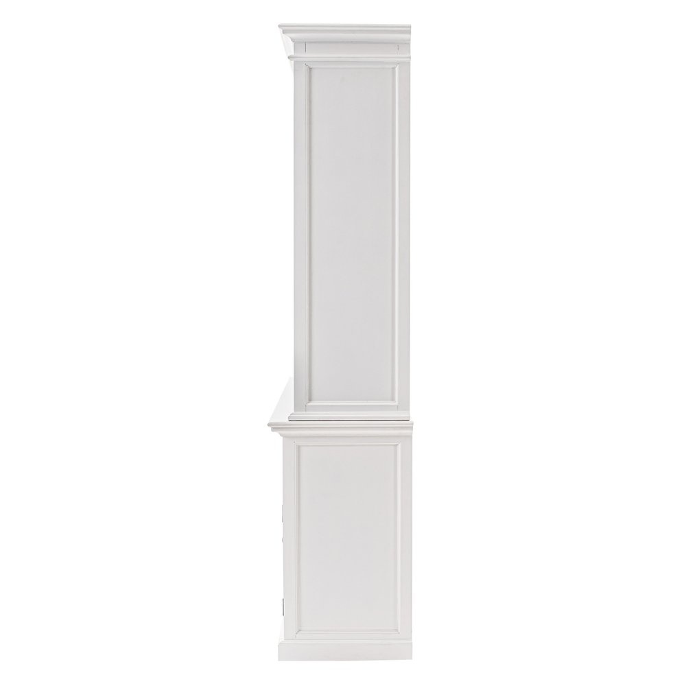71" White Dining Hutch With Twelve Shelves And Three Drawers on a white background