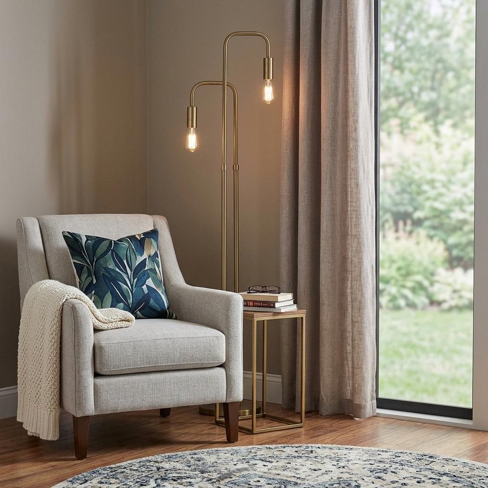 63" Two Light Torchiere Floor Lamp