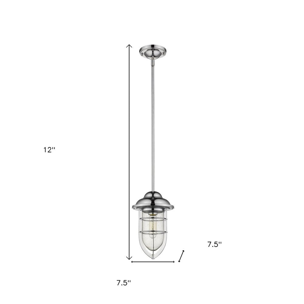 Silver Teardrop Shape Pendant Light on a white background